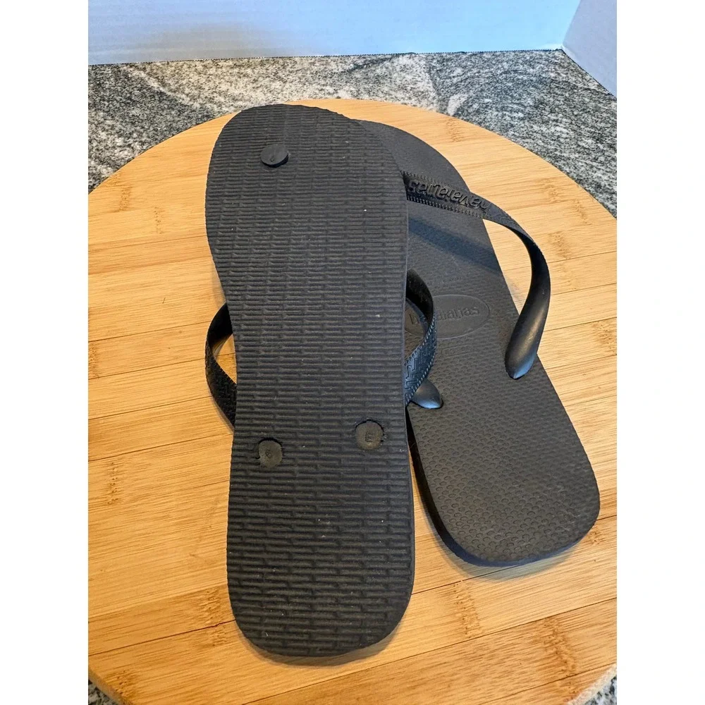 Havaianas Top Mens Flip Flops Black Rubber Sandals USA 11/12M EUR 43/44